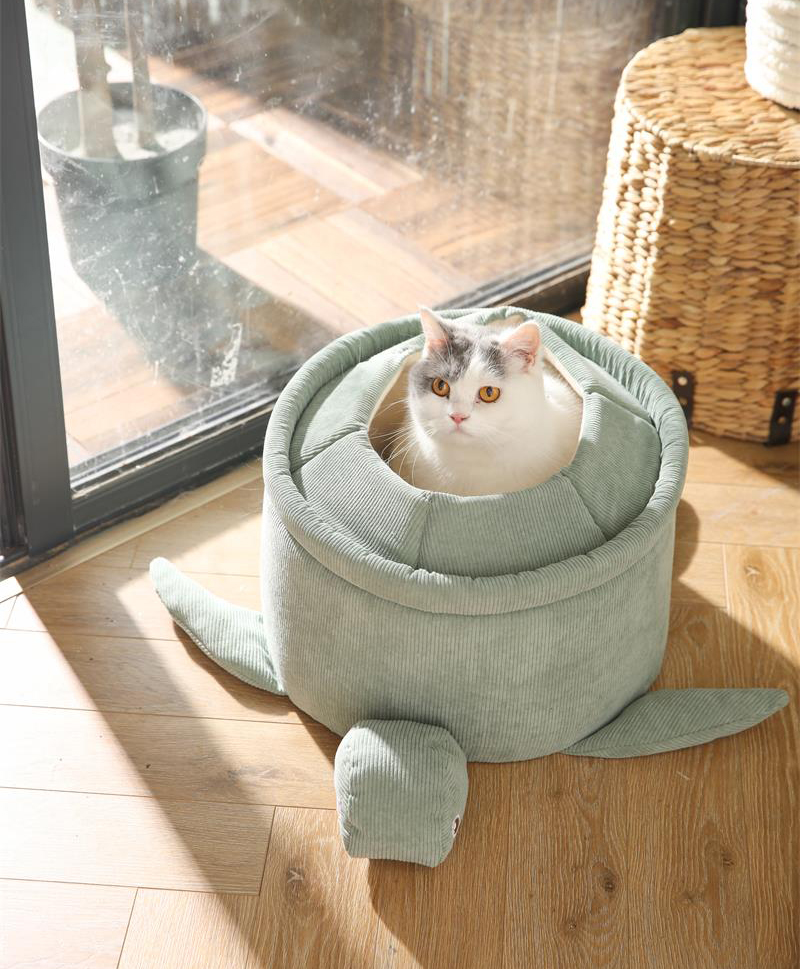 Северная кошачья кровать в форме черепахи с высоким бортиком