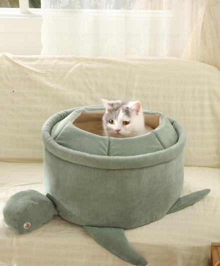 Северная кошачья кровать в форме черепахи с высоким бортиком