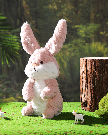 Розовая плюшевая игрушка для собак в форме кролика, наполненная полипропиленовым хлопком