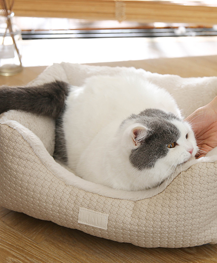 Роскошная кошачья кроватка с тиснением и плетёной текстурой