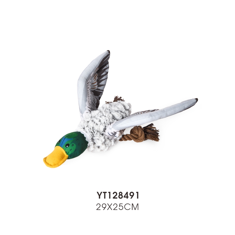 Мягкая плюшевая игрушка для собак в форме утки с зеленой головой