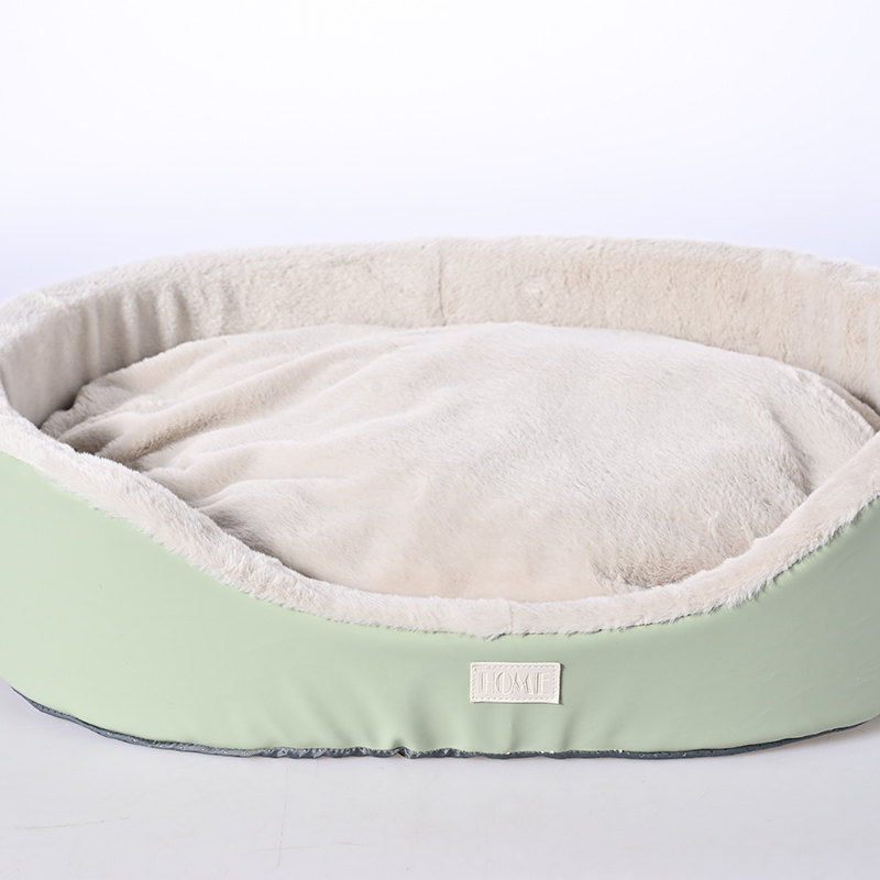 Роскошный лежак для кошек из мягкой искусственной кожи с круглым дизайном