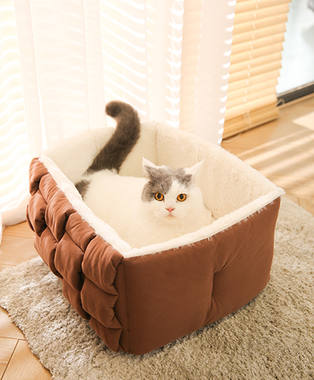 Улучшенная удобная кровать для кошек в стиле Michelin с клетчатым узором