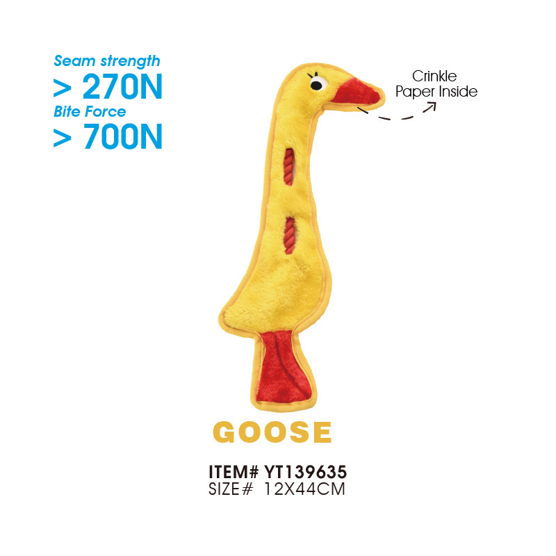 Прочная плоская плюшевая игрушка для собак в форме гуся