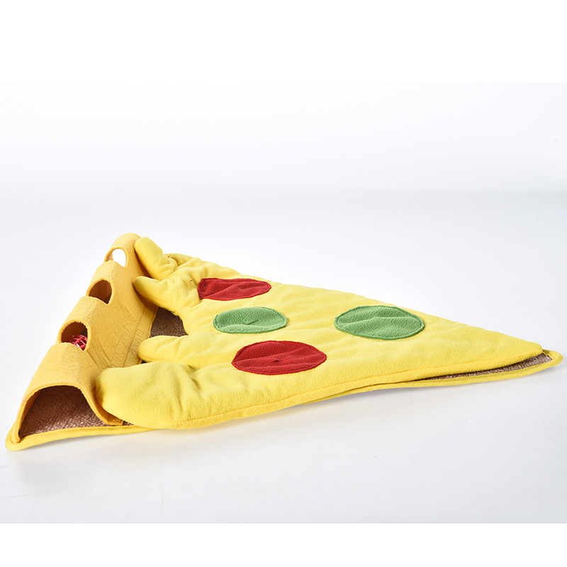 Игрушка для кошек в форме пиццы с подвижным плюшевым ковриком
