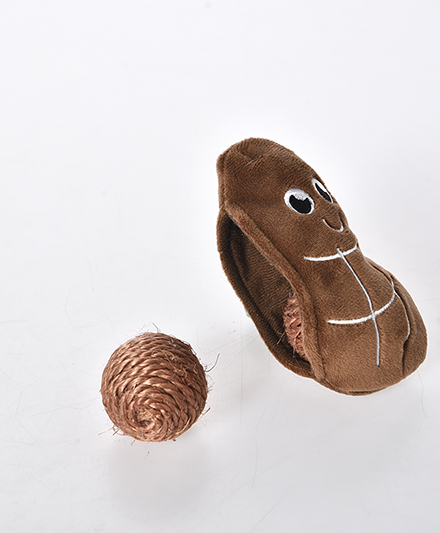 Игрушка для кошек в форме арахиса с плюшевой тканью и прочными сизалевыми шариками