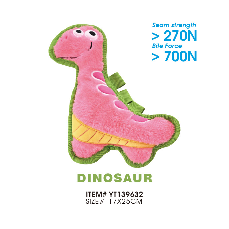 Мягкая розовая игрушка для собак в форме динозавра с пищалкой
