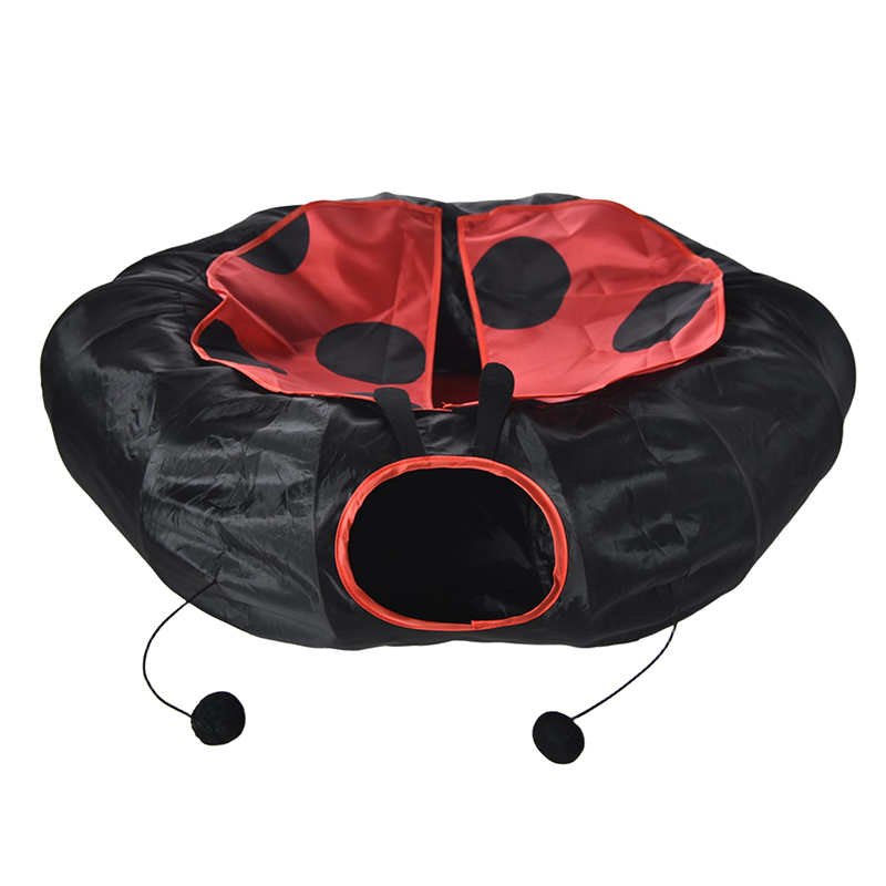 Многофункциональная лежанка-туннель для кошек с интерактивными входами и подвесными мячиками