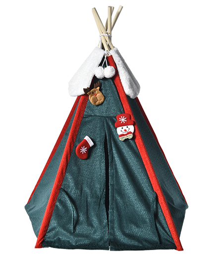 Превращаемая рождественская кроватка-типи для домашних животных: палатка для собак и кошек с мягким матрасом