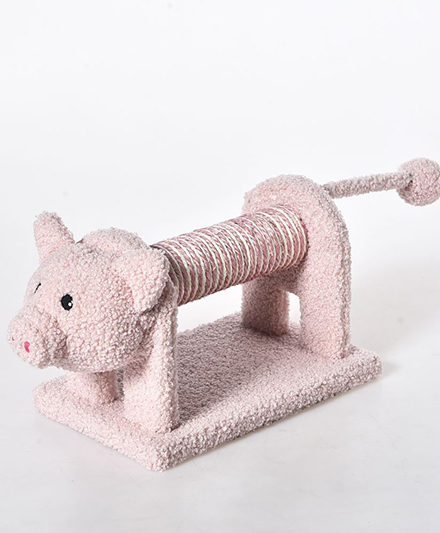 Весёлая кошачья когтеточка в виде мультяшной свинки