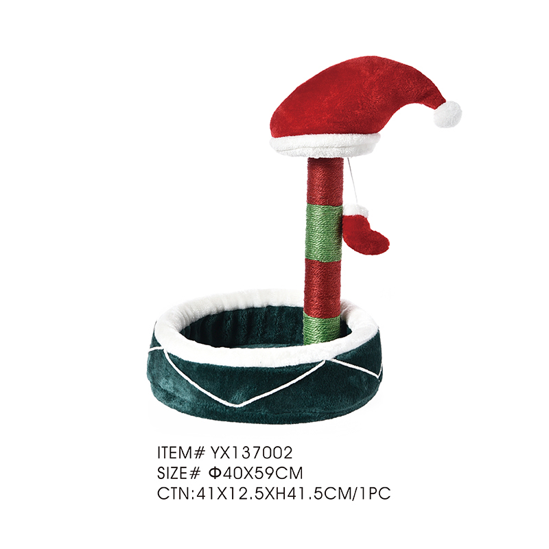 Индивидуальный небольшой рождественский домик-когтеточка для кошек с праздничной шапочкой и лежаком для кошек (оптовая продажа)