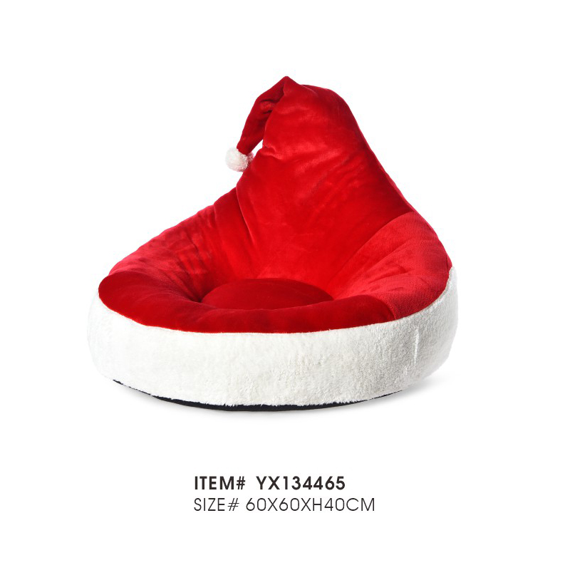 Уютная лежанка для кошек и собак в виде рождественской шапки — мягкое и теплое плюшевое гнездышко для питомцев, зимняя лежанка