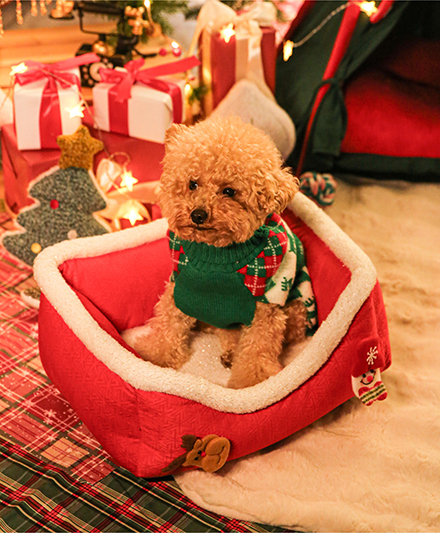 Фабричная поставка: рождественская лежанка для собак — мягкое плюшевое гнездышко с игрушкой