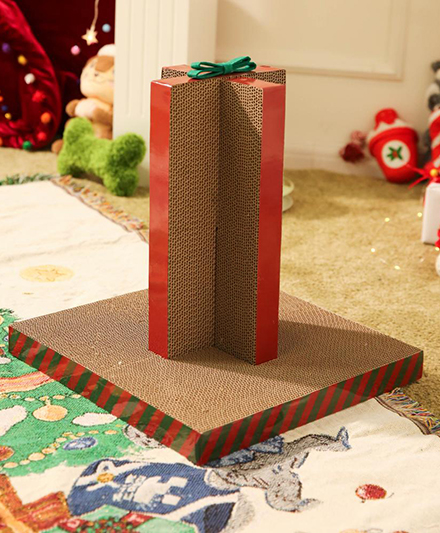 Оптовая продажа картонных домиков-когтеточек для кошек на Рождество. Поставщик прочных когтеточек высокой плотности