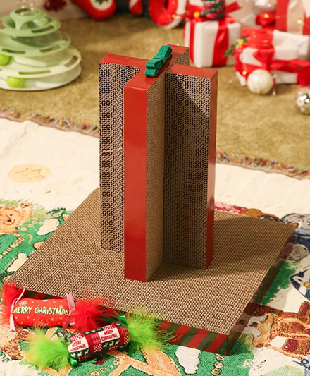 Оптовая продажа картонных домиков-когтеточек для кошек на Рождество. Поставщик прочных когтеточек высокой плотности